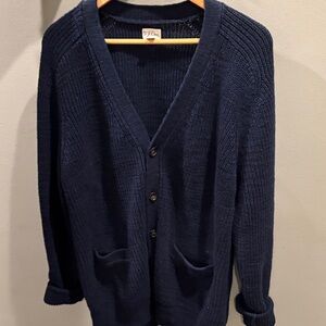 J. Crew Men's Deep Blue Cardigan Sweater